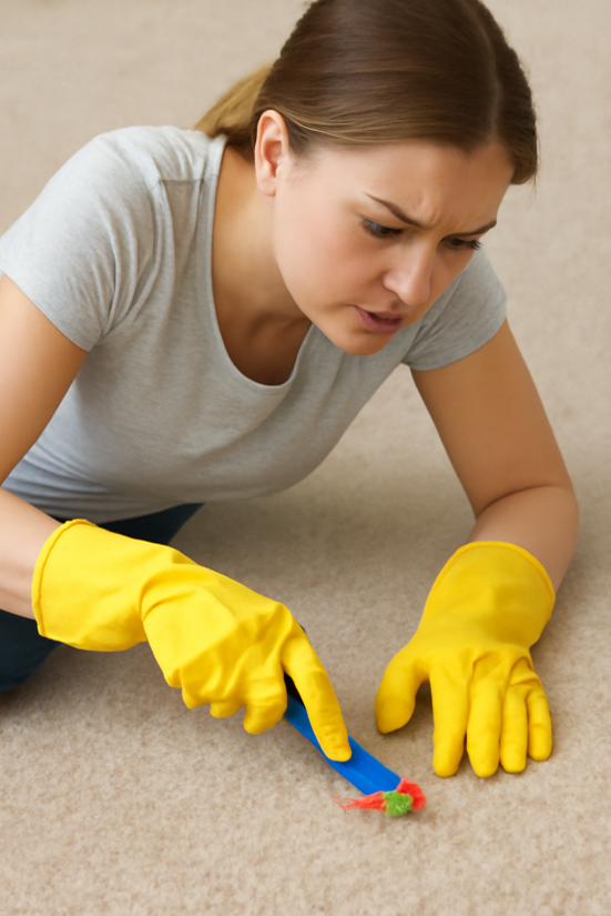 Очистка ковра от пластилина