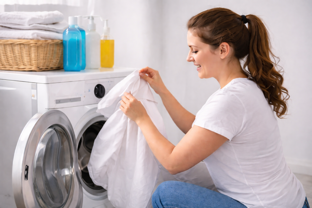 Стирка одежды с желтыми пятнами